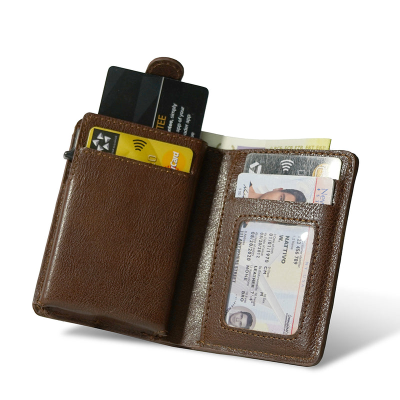 Pop up Air Tag Leather Wallet with Money Clip——X42606