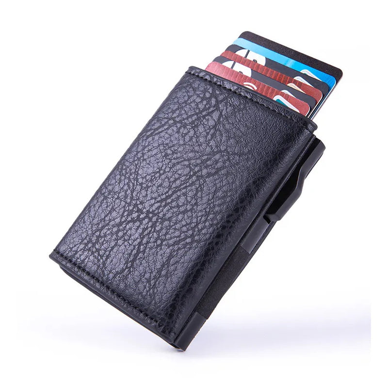 Men's pop-up aluminum case leather wallet——X5097