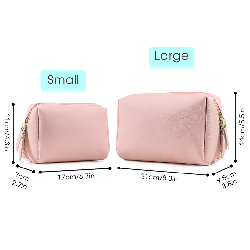 Large Vegan Leather Makeup Bag Zipper Pouch Travel Cosmetic Organizer for Women and Girls  5048