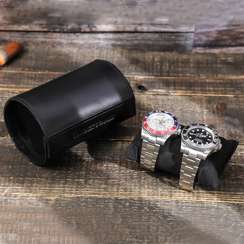 Watch storage box black two round creative leather watch box spot wholesale CF1124A