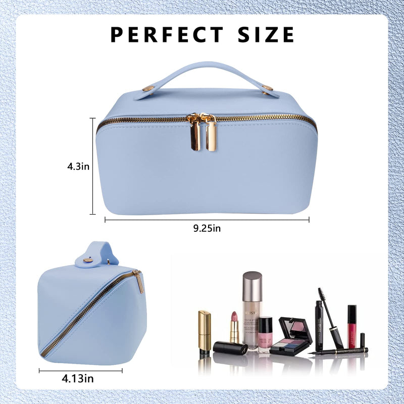 Cosmetic Bag for Women,Large Capacity Travel Cosmetic Bag,Portable Leather Toiletry Bag, P006