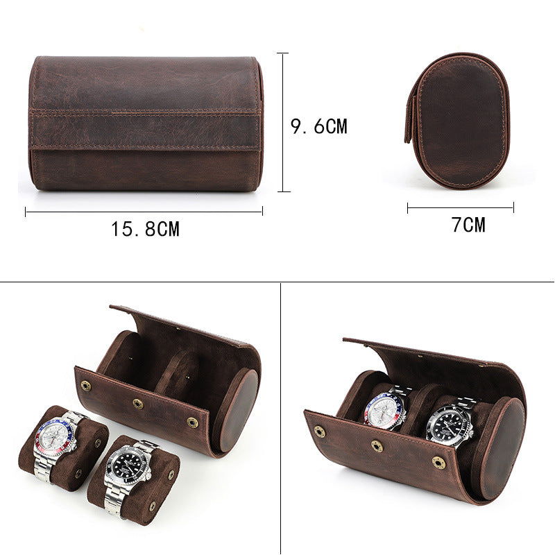 Watch Box Two Crazy Horse Leather Watch Storage Box CF1145