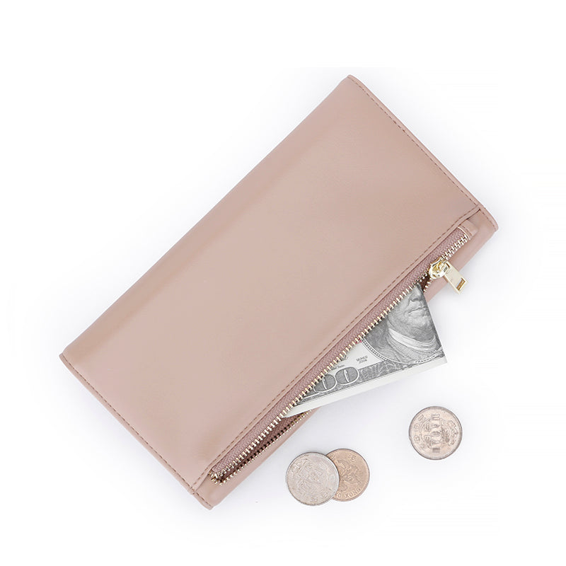 Tri-fold long women's wallet zipper large capacity B21-830