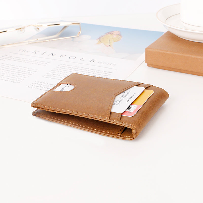 Mens Slim Wallet with Money Clip Front Pocket RFID Blocking Thin Bifold Leather Card Holder Minimalist Mini Billfold b21-124
