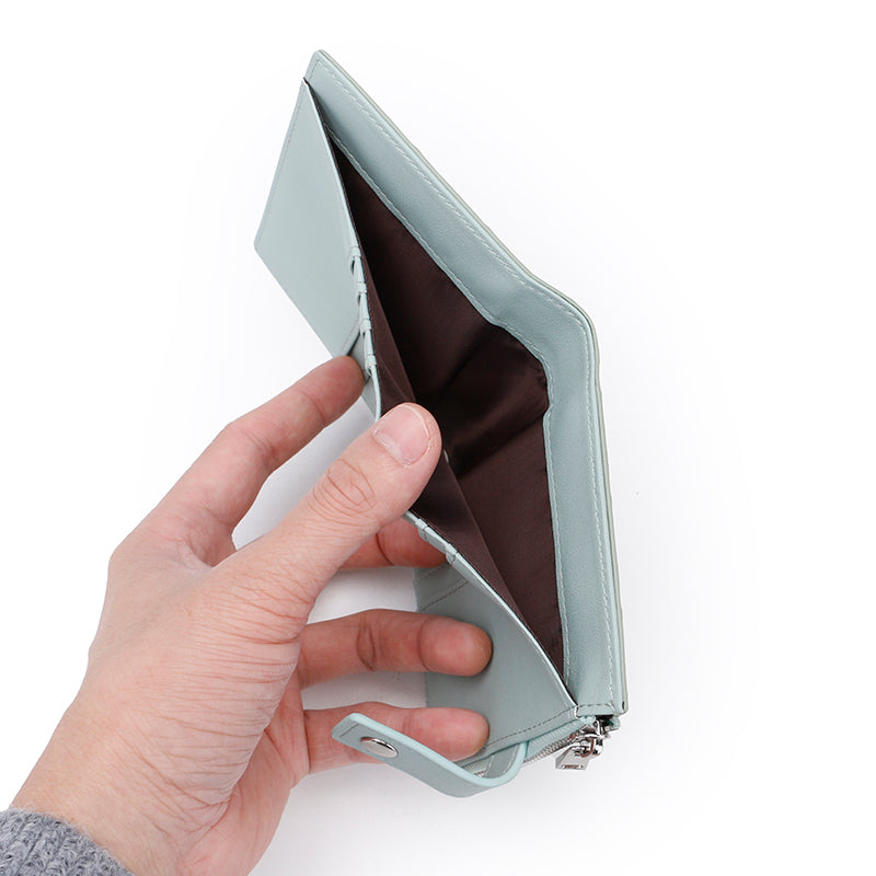 Bi-fold card slot zipper pocket wallet M21-98