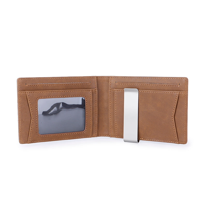 Wallets RFID Blocking Slim Bifold Genuine Leather Minimalist Front Pocket Wallets with Money Clip Thin Black B19-413