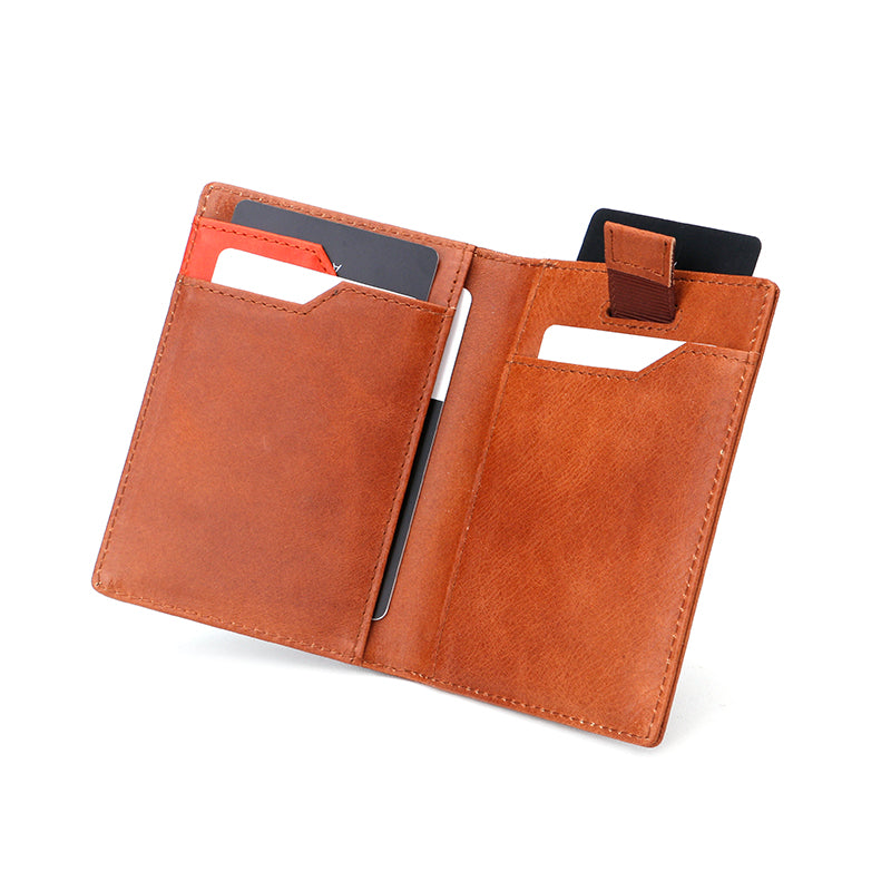 Two-fold card holder genuine leather Crazy Horse leather men's RFID anti-theft brush men's Amazon card holder card holder  b20-170