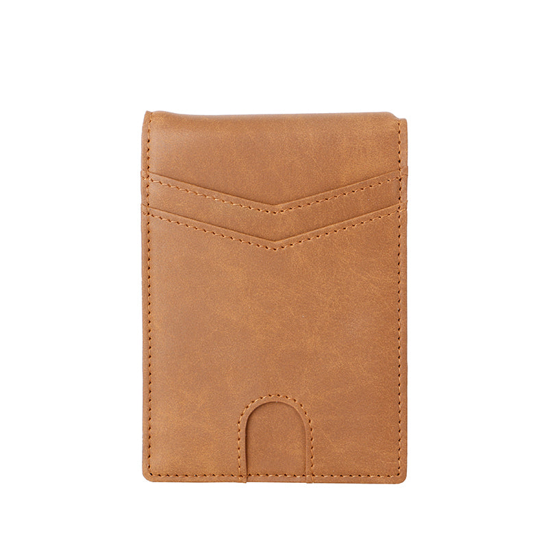 Mens Slim Wallet with Money Clip Front Pocket RFID Blocking Thin Bifold Leather Card Holder Minimalist Mini Billfold b21-124