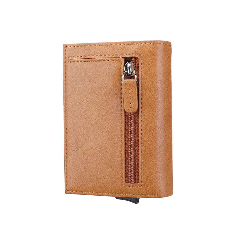 Card Holder with ID Window Pop Up Cards Slim Leather Wallet RFID Protection Up to 12 Cards Card Case  B21-486