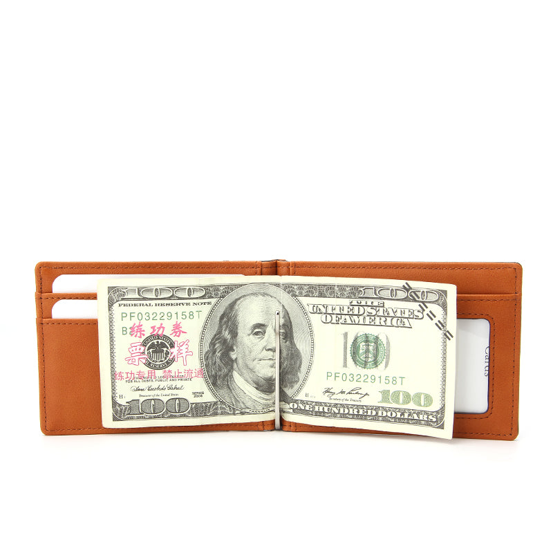 Slim Wallet with Money Clip RFID Blocking Minimalist Bifold Wallet for Men Genuine Leather Front Pocket Card Holder