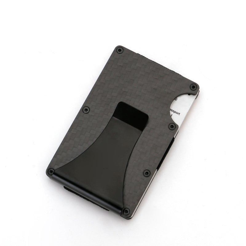 Minimalist Men's Wallet, Slim Carbon Fiber Credit Card Holder RFID Blocking Metal